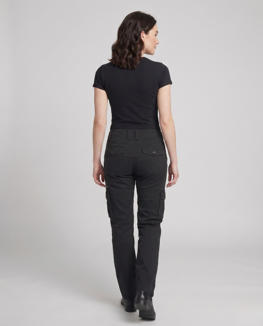 Women's Cargo Trousers - Straight Leg Flap Pockets