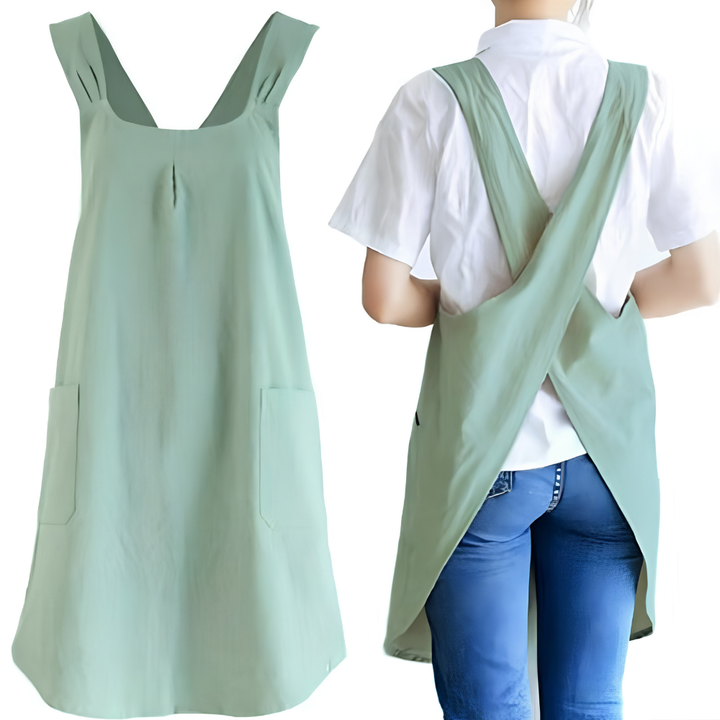 Women's Cross Back Pinafore Apron - Front Pockets