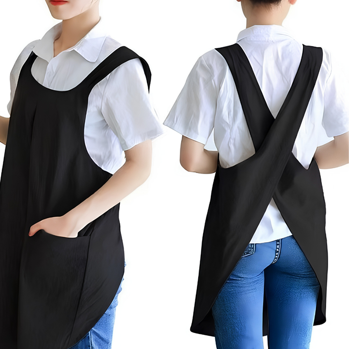 Women's Cross Back Pinafore Apron - Front Pockets