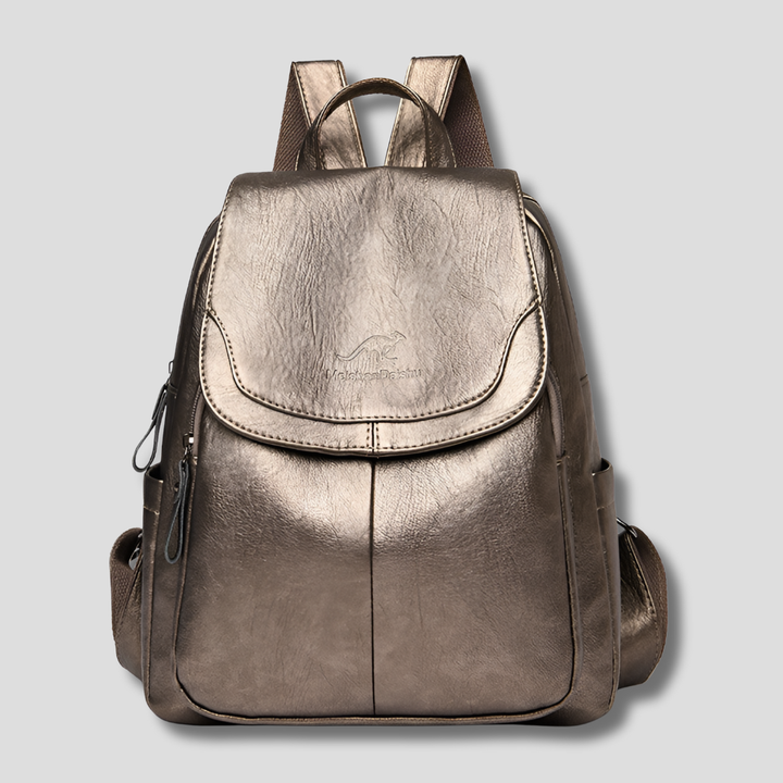 Women's Flap Backpack - Faux Leather
