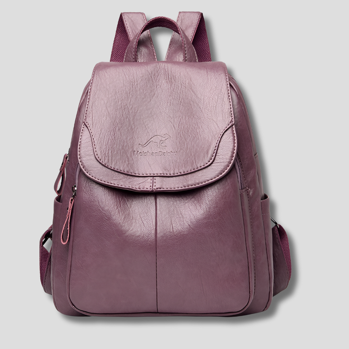 Women's Flap Backpack - Faux Leather