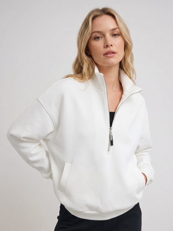 Women's Half Zip Pullover - Funnel Neck Sweatshirt