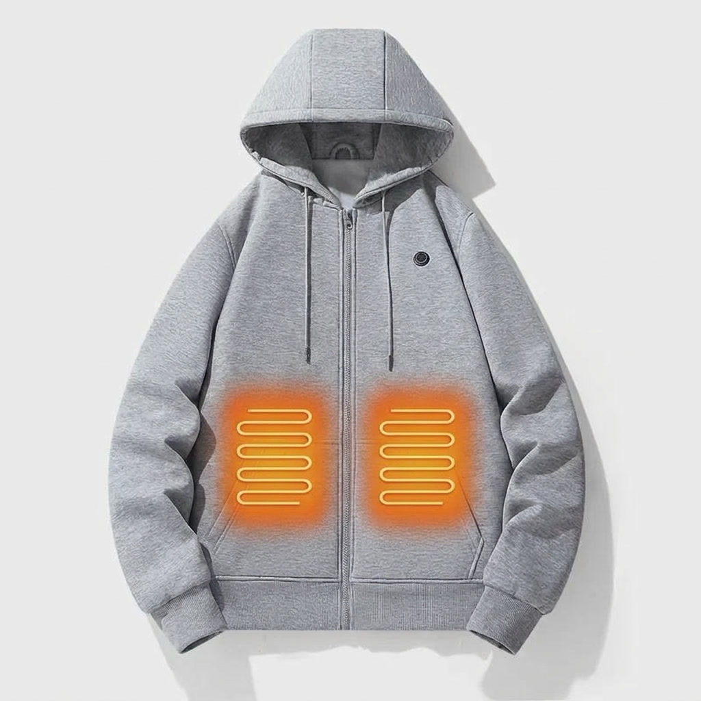 Women's Heated Zip-Up Hoodie - Long Sleeve Electric Heating Fleece Jacket