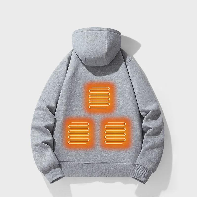 Women's Heated Zip-Up Hoodie - Long Sleeve Electric Heating Fleece Jacket