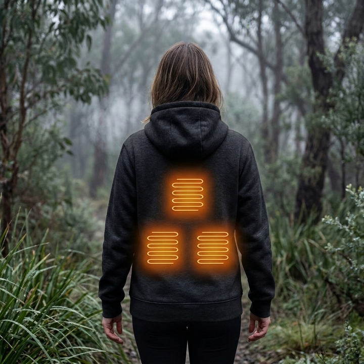 Women's Heated Zip-Up Hoodie - Long Sleeve Electric Heating Fleece Jacket