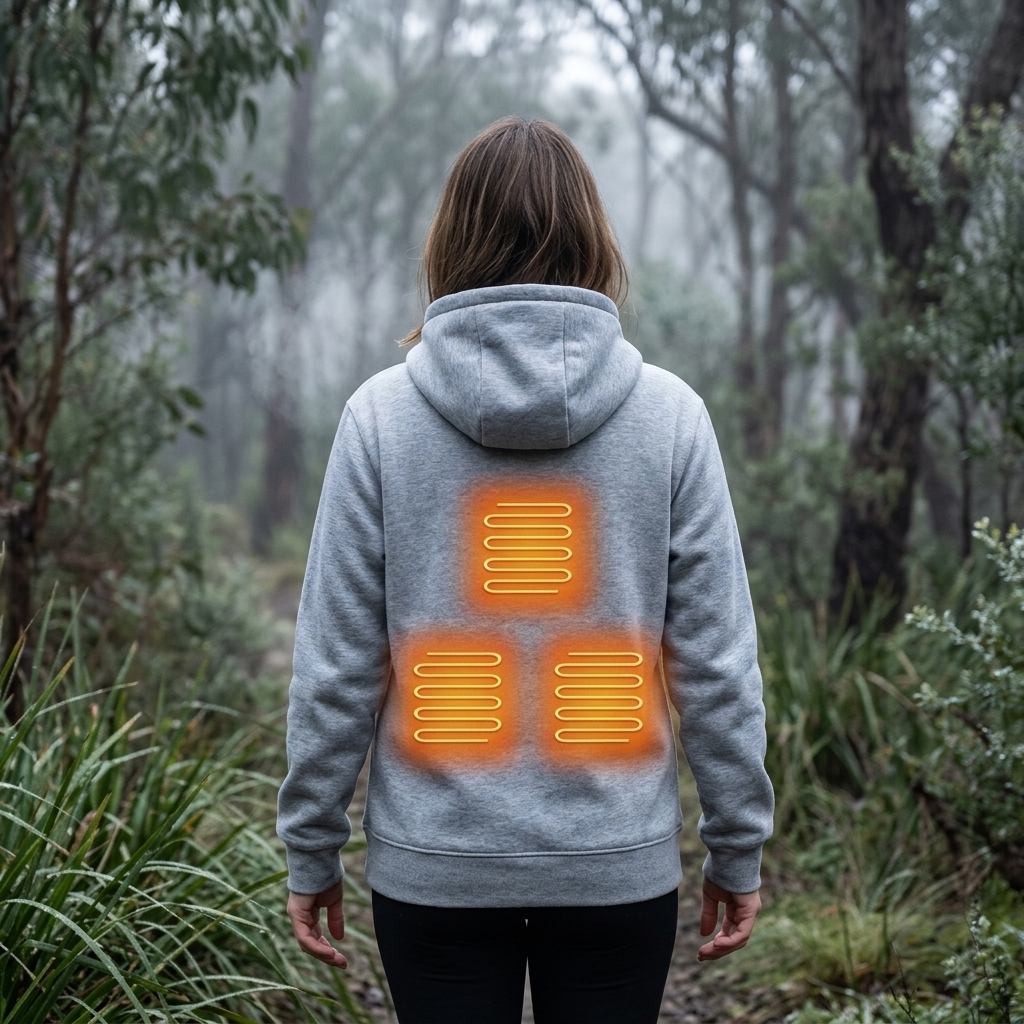 Women's Heated Zip-Up Hoodie - Long Sleeve Electric Heating Fleece Jacket