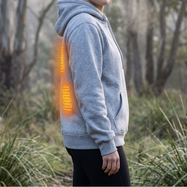 Women's Heated Zip-Up Hoodie - Long Sleeve Electric Heating Fleece Jacket