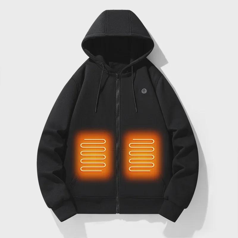 Women's Heated Zip-Up Hoodie - Long Sleeve Electric Heating Fleece Jacket