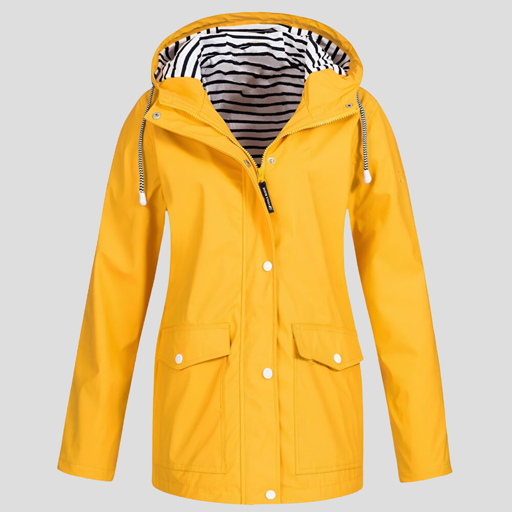 Women's Hooded Rain Jacket Zip Front Coat