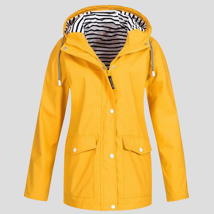 Women's Hooded Rain Jacket Zip Front Coat