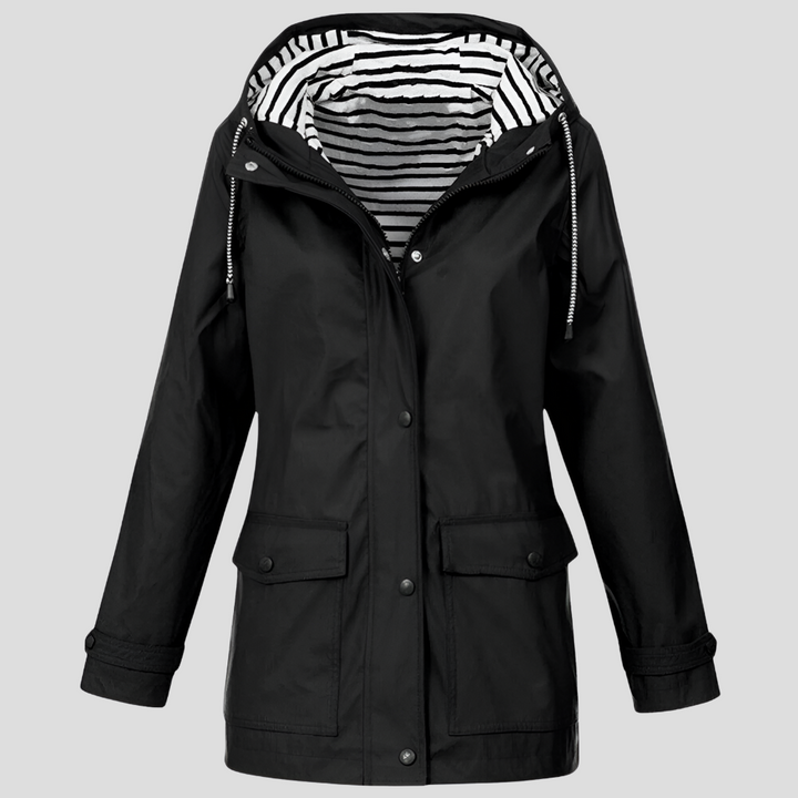 Women's Hooded Rain Jacket Zip Front Coat