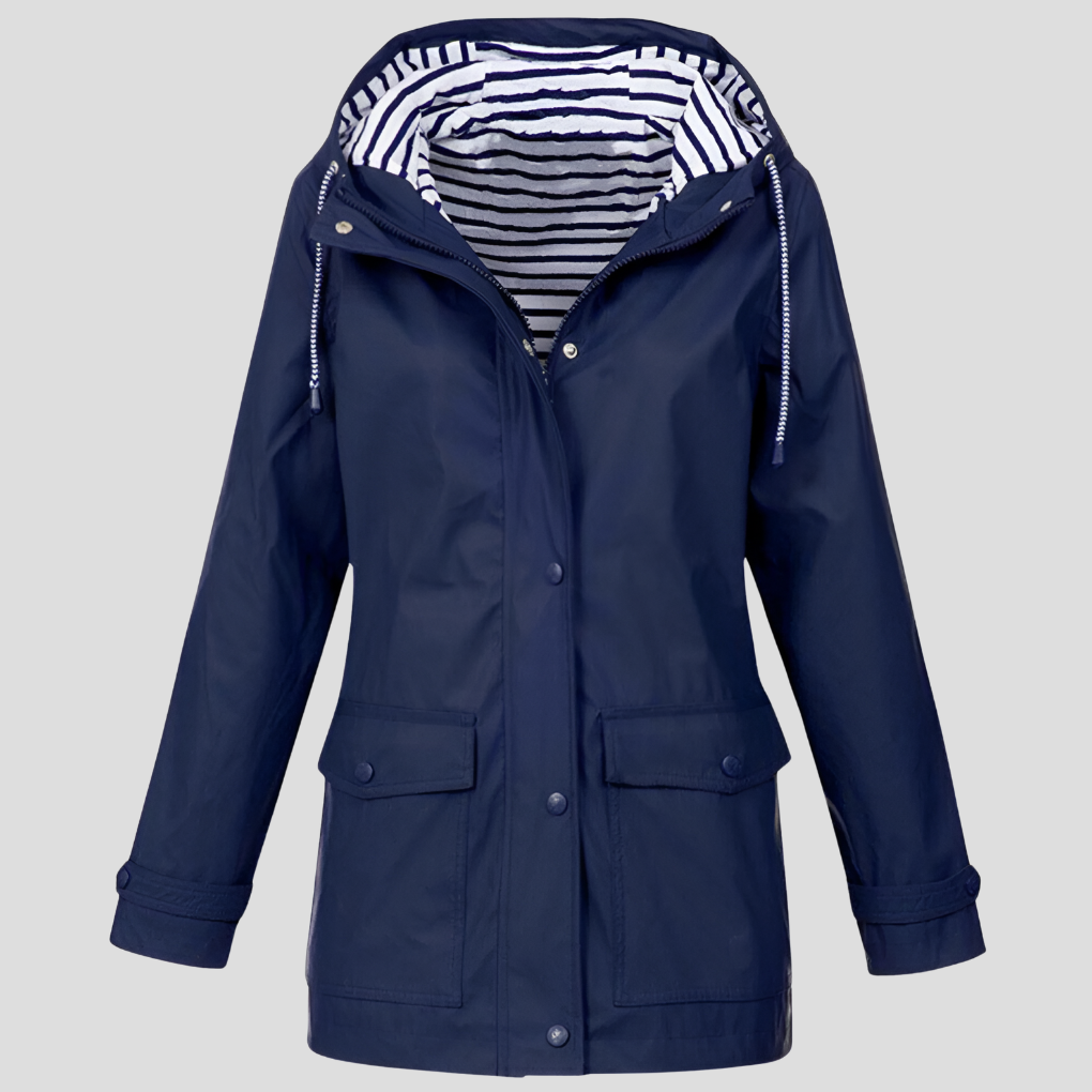 Women's Hooded Rain Jacket Zip Front Coat