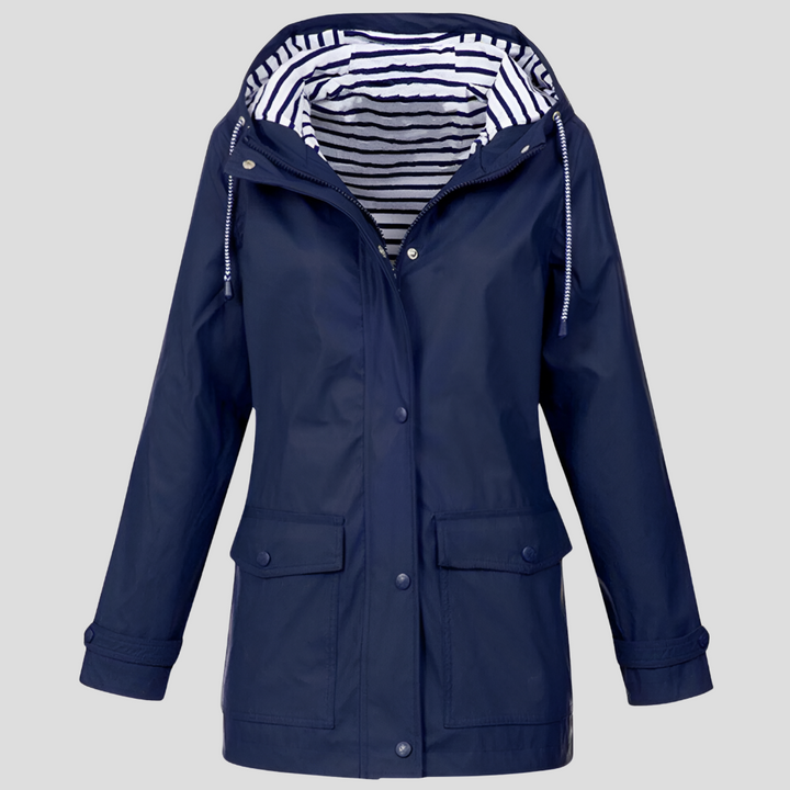 Women's Hooded Rain Jacket Zip Front Coat