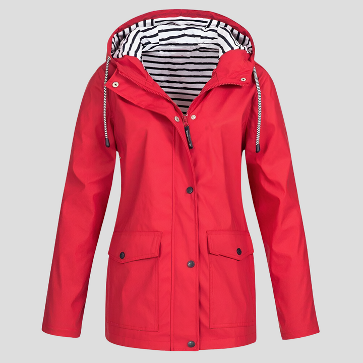 Women's Hooded Rain Jacket Zip Front Coat