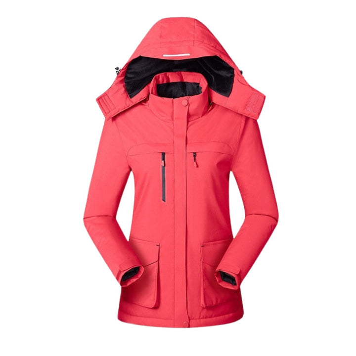 Women's Hooded Ski Jacket - Shell Long Sleeve Zip-Up Outdoor Coat