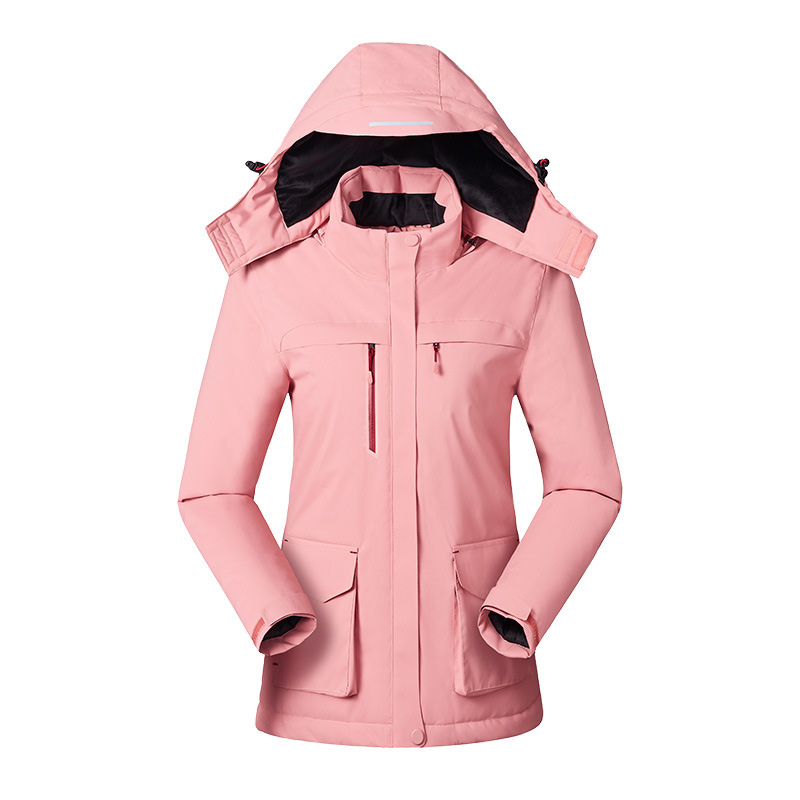 Women's Hooded Ski Jacket - Shell Long Sleeve Zip-Up Outdoor Coat