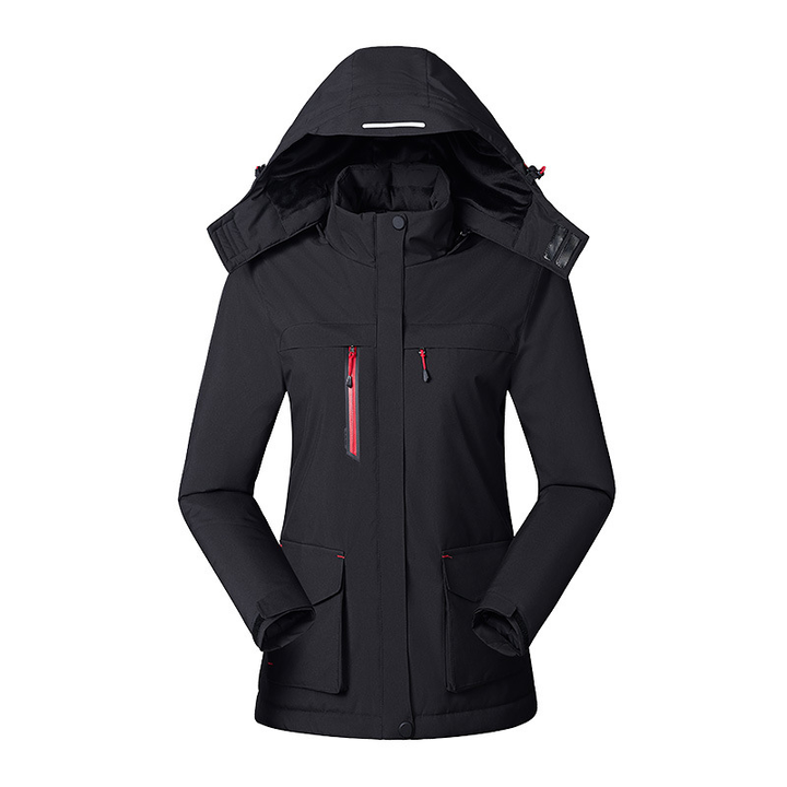 Women's Hooded Ski Jacket - Shell Long Sleeve Zip-Up Outdoor Coat