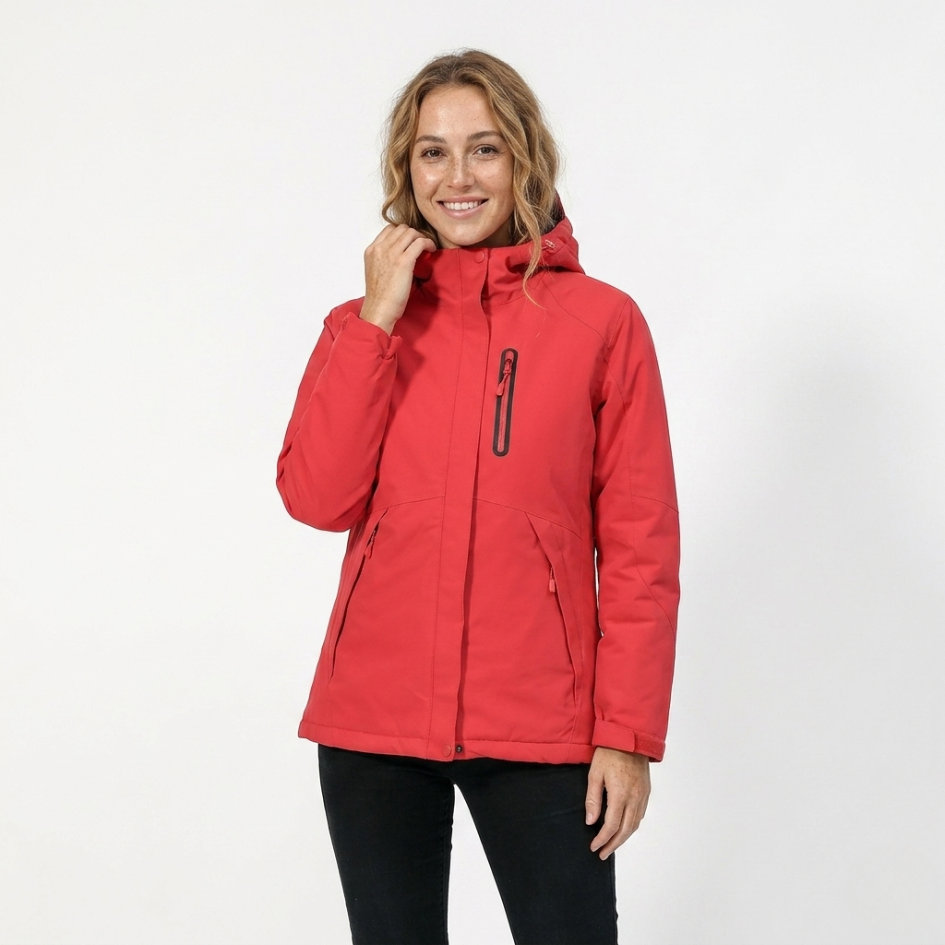 Women's Hooded Zip-Up Jacket - Slim Fit Long Sleeve Outdoor Coat