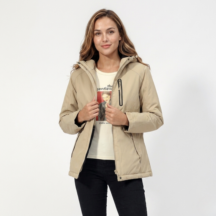 Women's Hooded Zip-Up Jacket - Slim Fit Long Sleeve Outdoor Coat