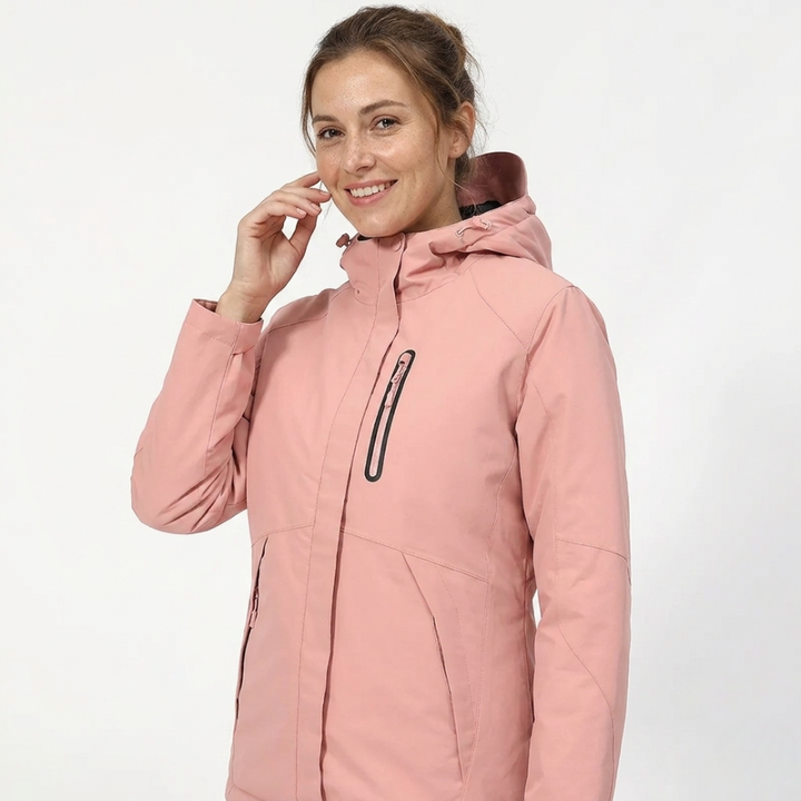 Women's Hooded Zip-Up Jacket - Slim Fit Long Sleeve Outdoor Coat