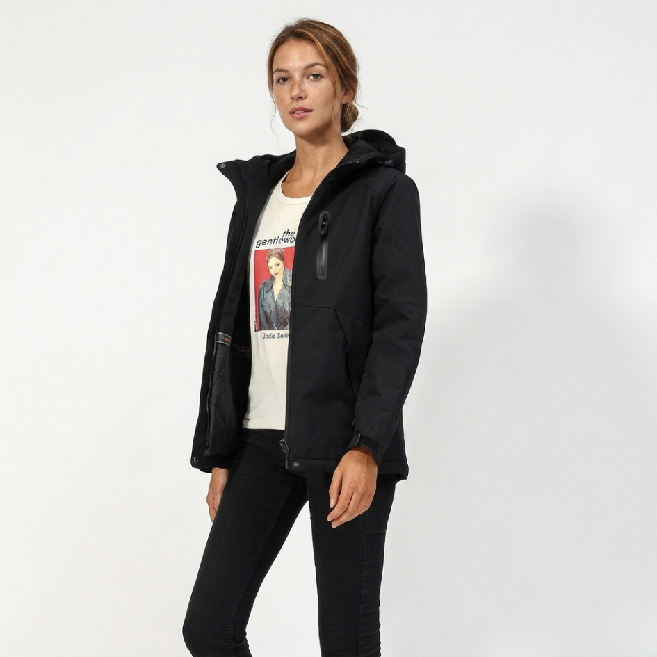 Women's Hooded Zip-Up Jacket - Slim Fit Long Sleeve Outdoor Coat