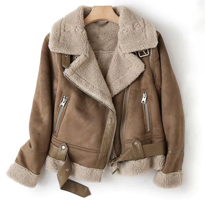 Women's Jacket with Sherpa Lining - Full Zip Outerwear Coat