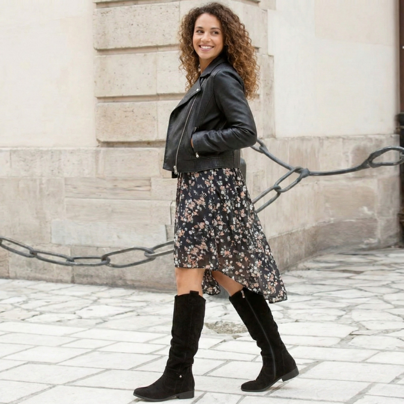 Women's Knee High Slouch Boots - Low Block Heel Pull-On