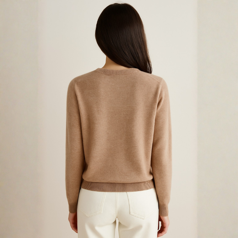 Women's Knit Button Front Cardigan - Crew Neck Fitted Long Sleeve Sweater