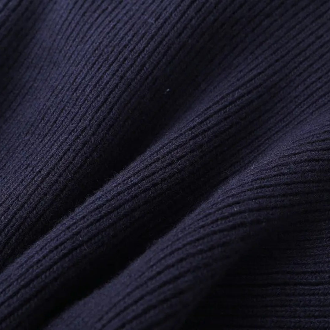 Women's Knit Cardigan - Denim Panel Button Front