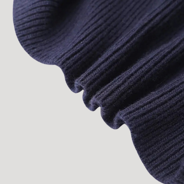 Women's Knit Cardigan - Denim Panel Button Front