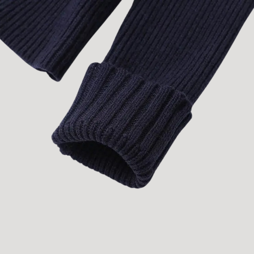 Women's Knit Cardigan - Denim Panel Button Front