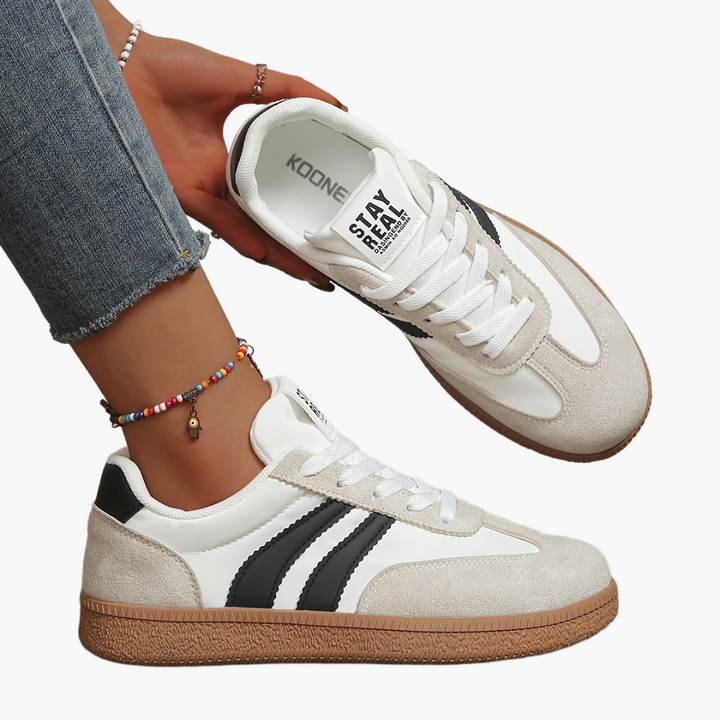 Women's Lace-Up Sneakers - Side Stripe Low Top