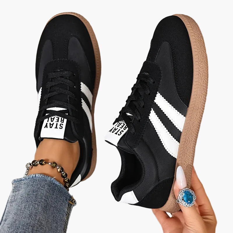 Women's Lace-Up Sneakers - Side Stripe Low Top