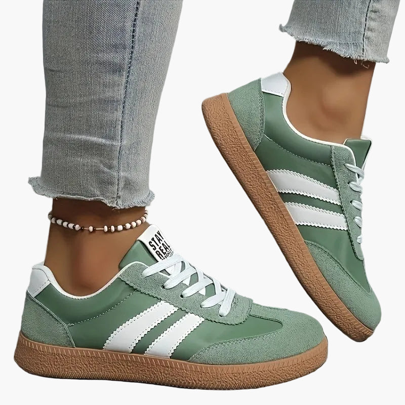 Women's Lace-Up Sneakers - Side Stripe Low Top