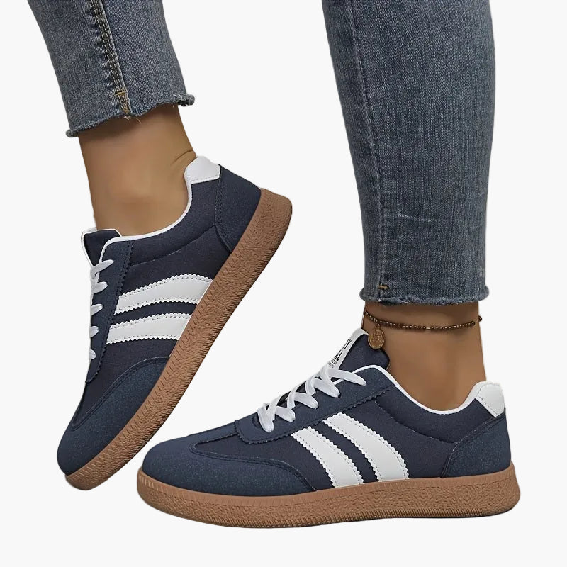 Women's Lace-Up Sneakers - Side Stripe Low Top