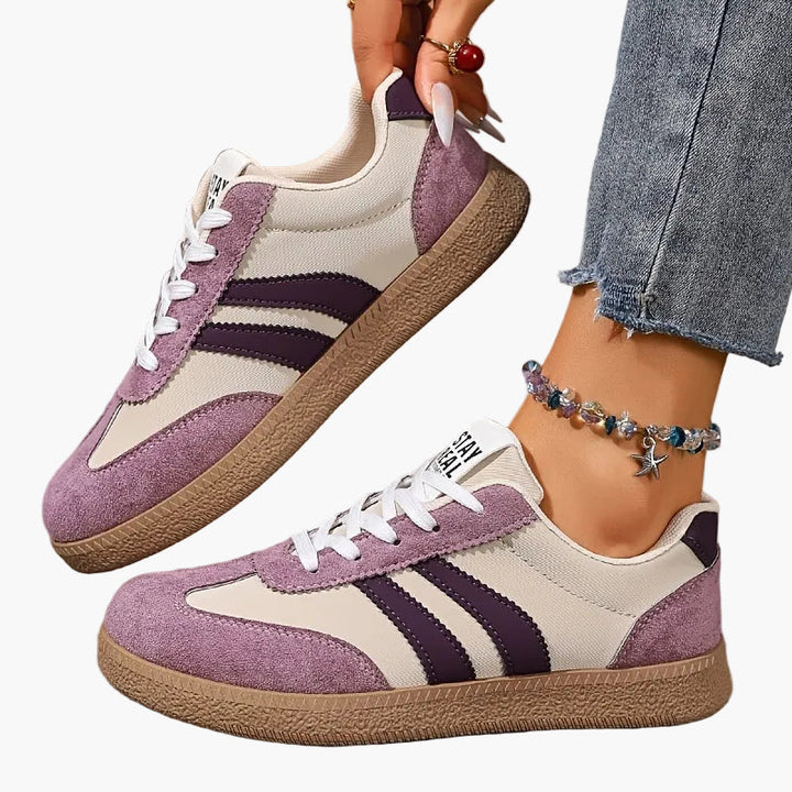 Women's Lace-Up Sneakers - Side Stripe Low Top