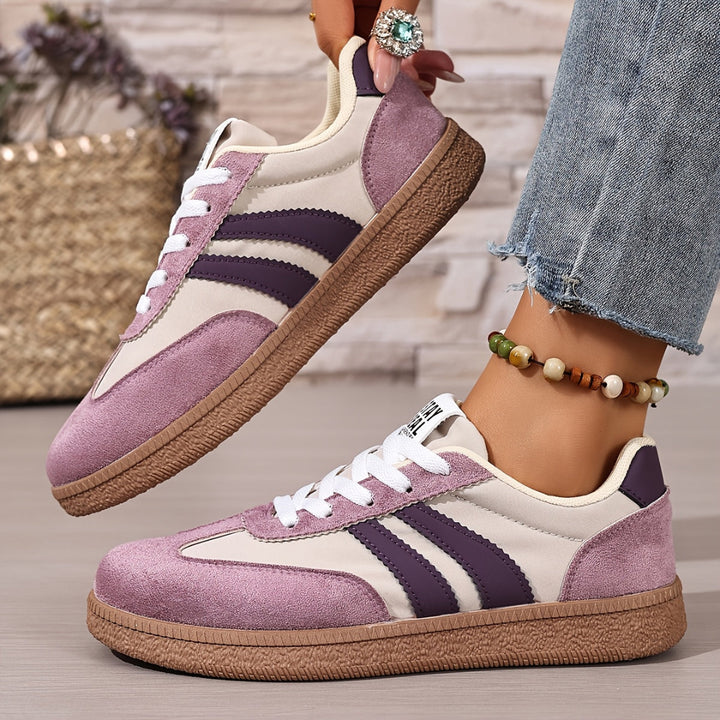Women's Lace-Up Sneakers - Side Stripe Low Top