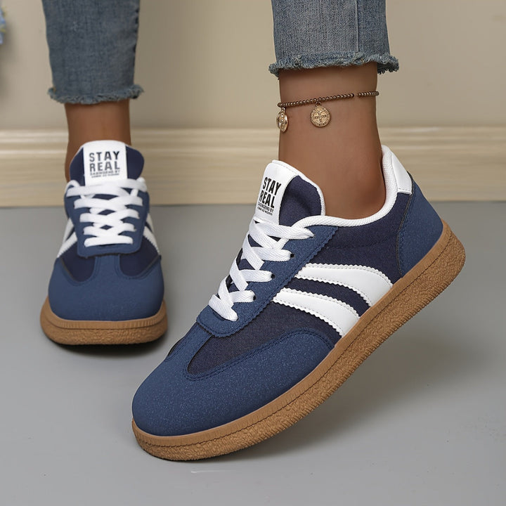 Women's Lace-Up Sneakers - Side Stripe Low Top