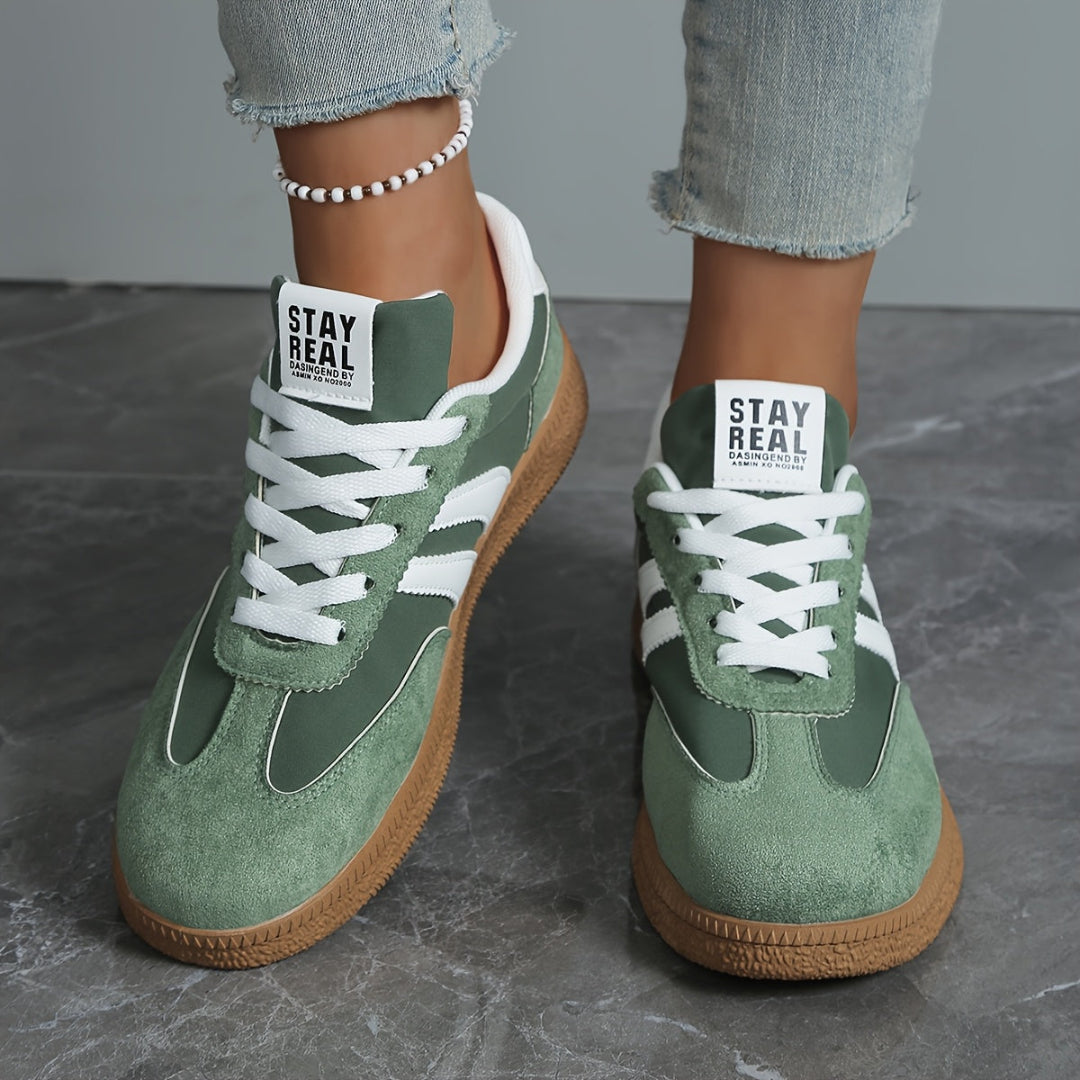 Women's Lace-Up Sneakers - Side Stripe Low Top