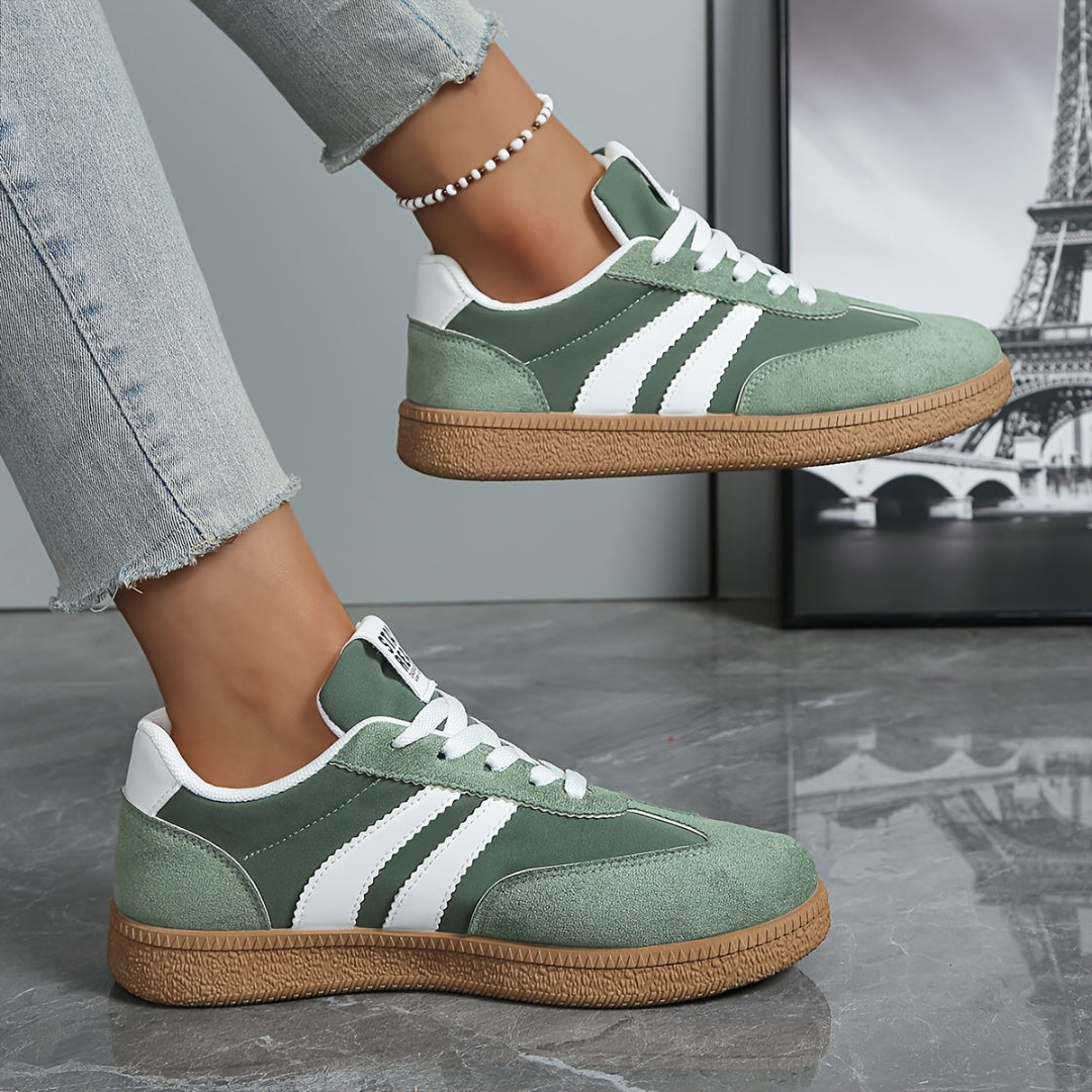 Women's Lace-Up Sneakers - Side Stripe Low Top