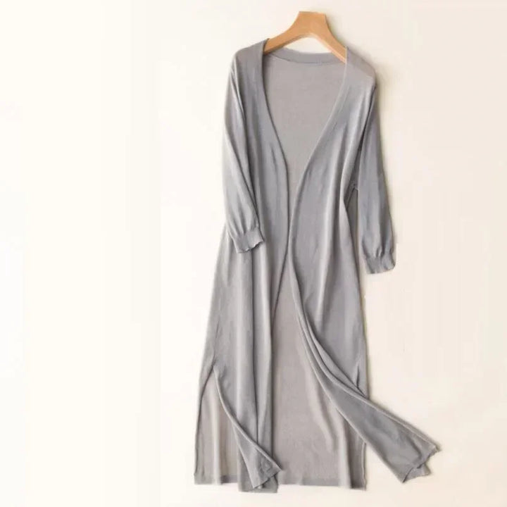 Women's Long Line Open Front Cardigan - Maxi Length Knit