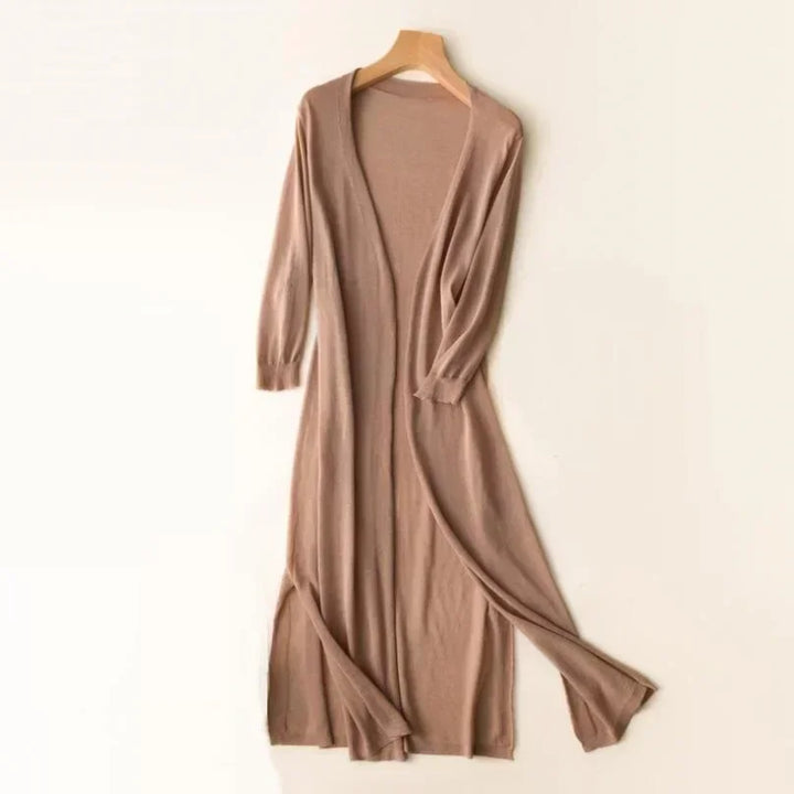 Women's Long Line Open Front Cardigan - Maxi Length Knit