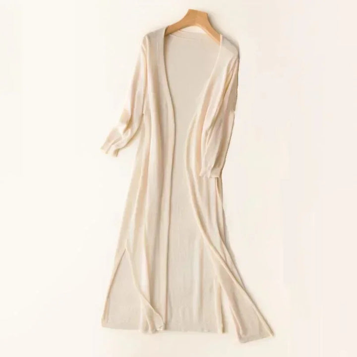 Women's Long Line Open Front Cardigan - Maxi Length Knit