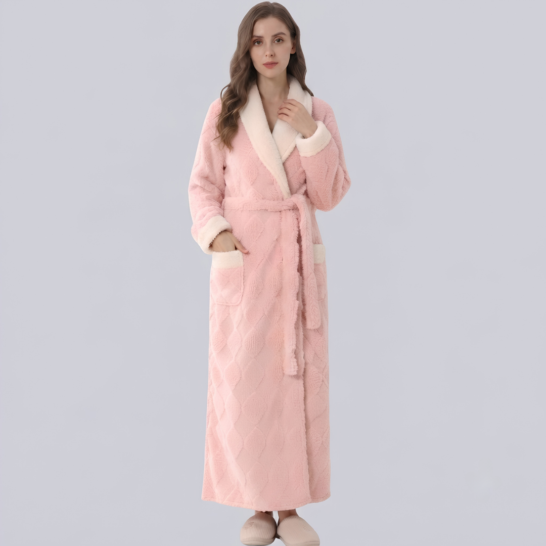 Women's Long Robe - Shawl Collar Belted Maxi