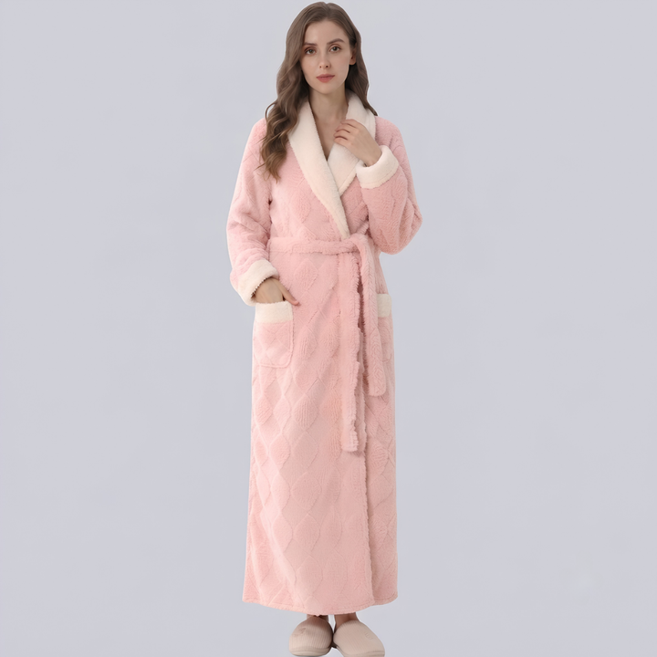 Women's Long Robe - Shawl Collar Belted Maxi