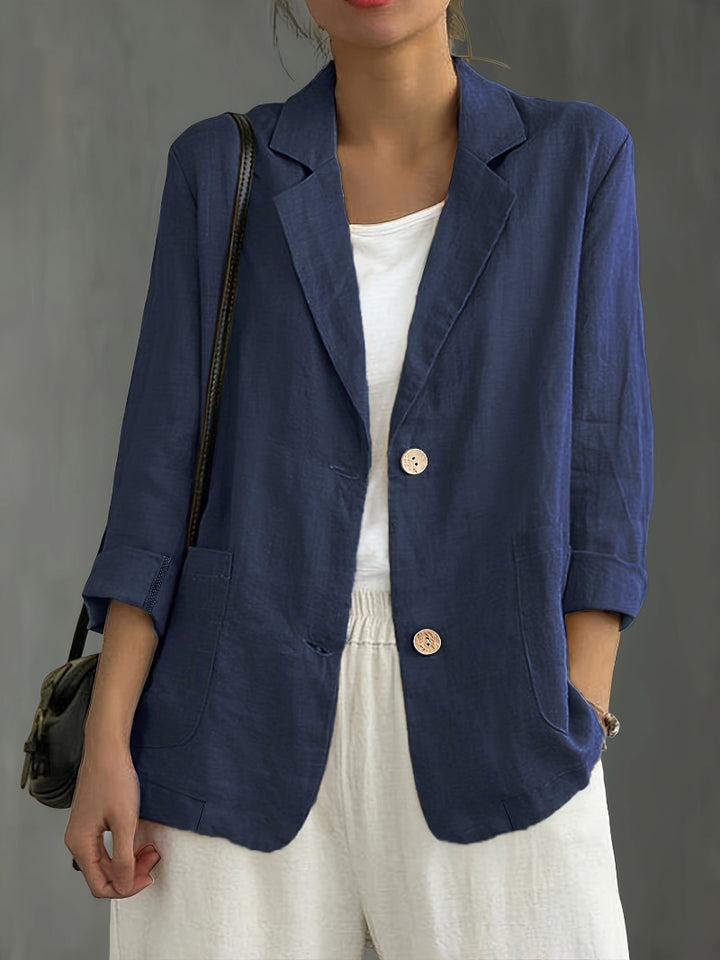Women's Long Sleeve Blazer - Notch Lapel Single Button