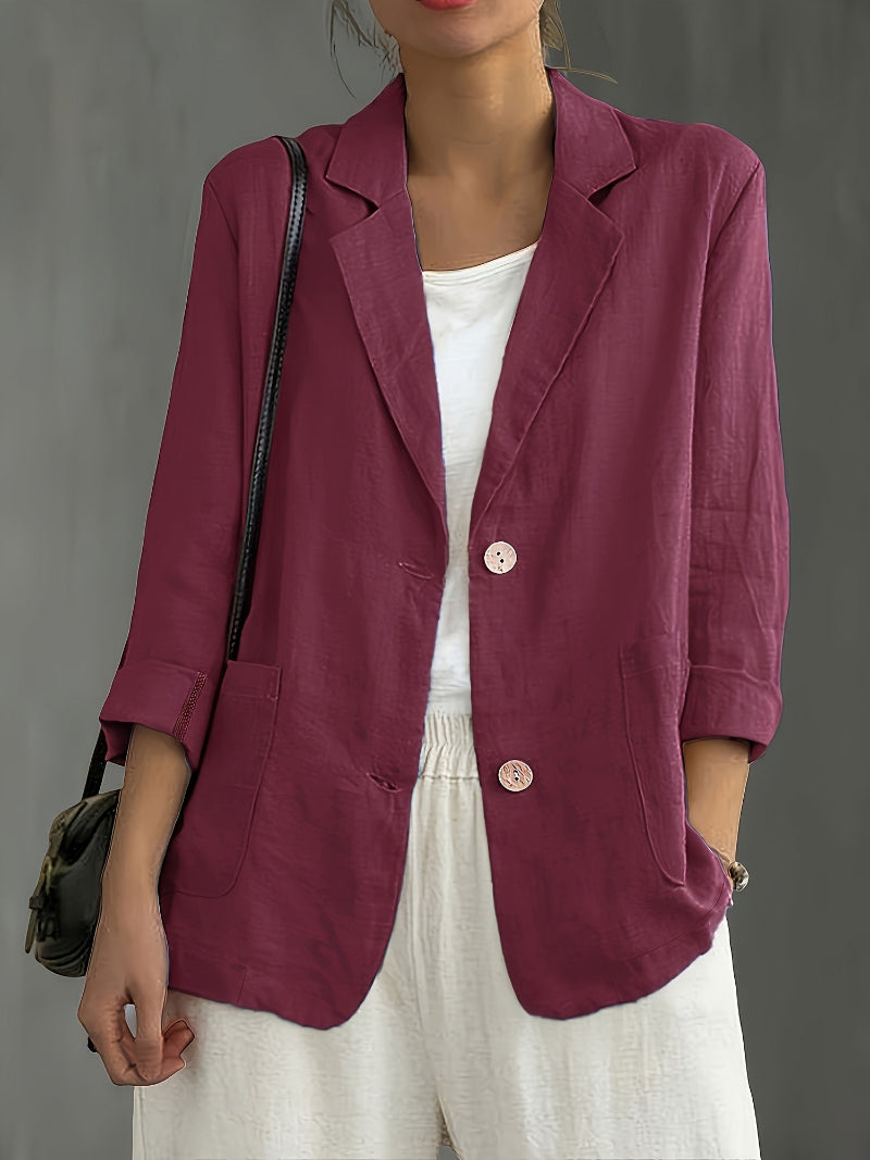 Women's Long Sleeve Blazer - Notch Lapel Single Button