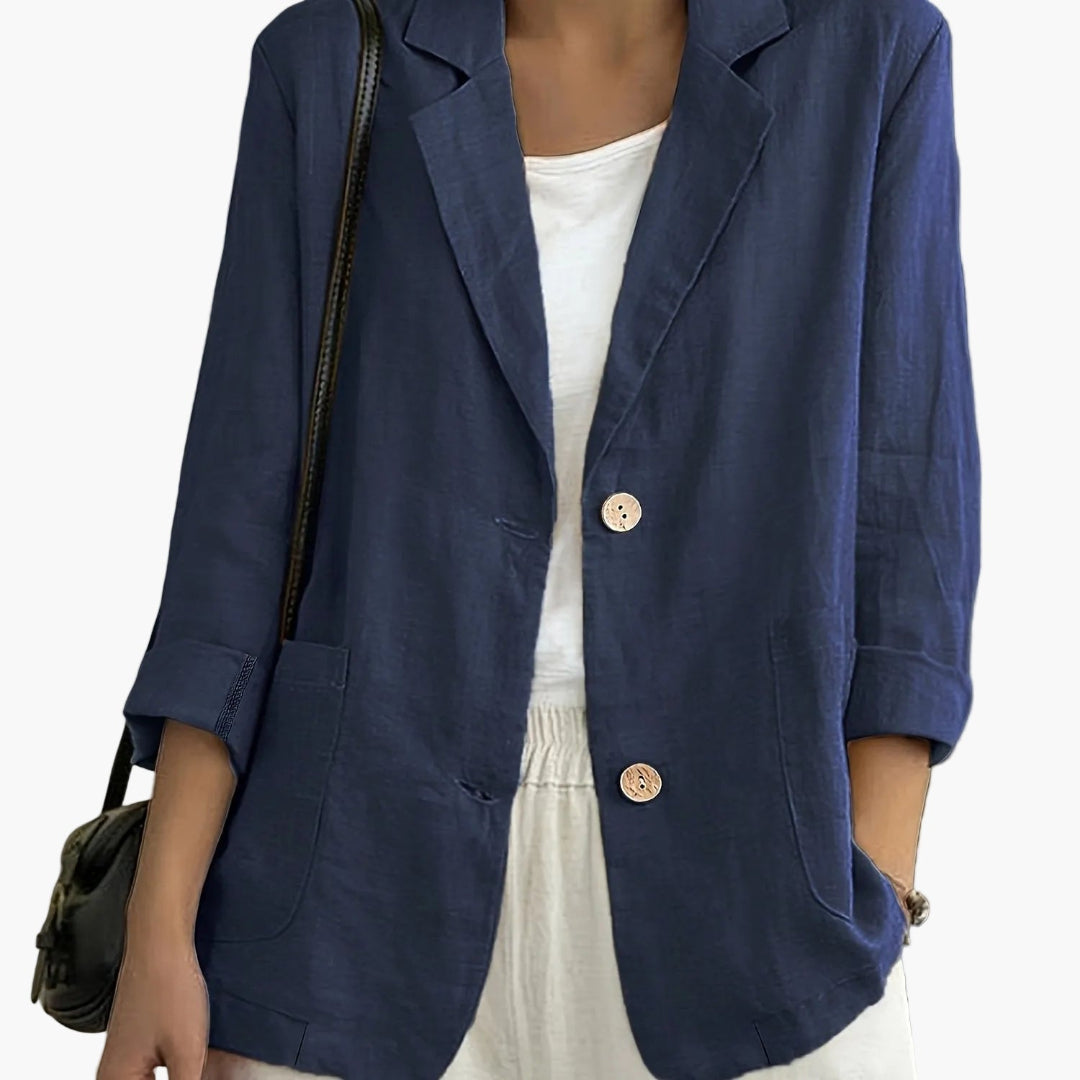 Women's Long Sleeve Blazer - Notch Lapel Single Button