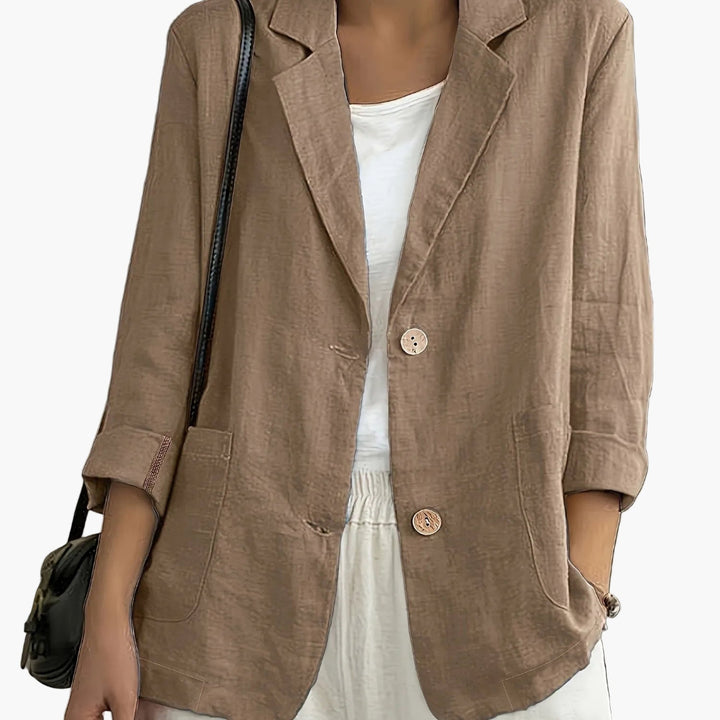 Women's Long Sleeve Blazer - Notch Lapel Single Button