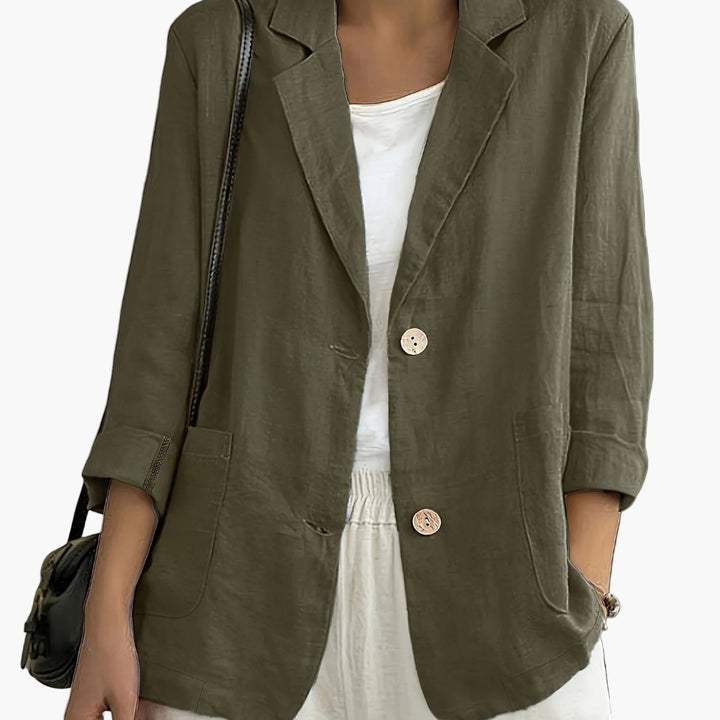 Women's Long Sleeve Blazer - Notch Lapel Single Button